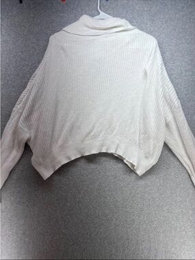 TCEC Cream Ribbed Cropped Cowl Neck Sweater